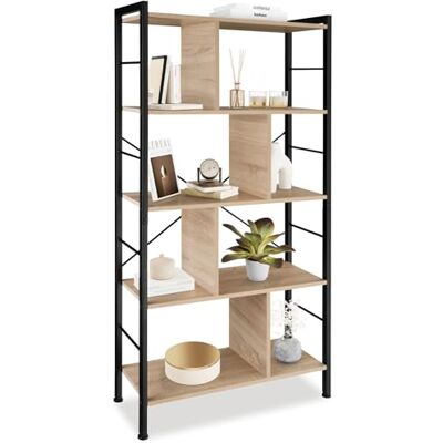 tectake ® Étagère Bibliothèque 75,5 x 30 x 155 cm, 5 niveaux et 8 compartiments Meuble de rangement Bibliotheque Style industriel Meuble Salon Bureau Chambre Etagere rangement Etagere livre, Bois clair - Publicité tectake ® Étagère Bibliothèque 75,5 x 30 x 155 cm, 5 niveaux et 8 compartiments Meuble de rangement Bibliotheque Style industriel Meuble Salon Bureau Chambre Etagere rangement Etagere livre, Bois clair - Publicité