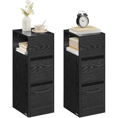 VASAGLE Kailyn Collection Table de Chevet Étroite, Lot de 2, Table d’Appoint, 2 Tiroirs, Compartiment Ouvert, Montage à Gauche ou à Droite, Chambre, Moderne, Noir d'encre LET856B56V1 - Publicité VASAGLE Kailyn Collection Table de Chevet Étroite, Lot de 2, Table d’Appoint, 2 Tiroirs, Compartiment Ouvert, Montage à Gauche ou à Droite, Chambre, Moderne, Noir d'encre LET856B56V1 - Publicité