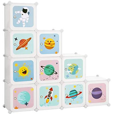 SONGMICS Meuble de Rangement Enfant 10 Cubes, Armoire modulable avec Portes, Étagère en Plastique, pour vêtements, Chaussures, Jouets, Sacs d'école, 123 x 31 x 123 cm, Blanc LPC903W01 - Publicité SONGMICS Meuble de Rangement Enfant 10 Cubes, Armoire modulable avec Portes, Étagère en Plastique, pour vêtements, Chaussures, Jouets, Sacs d'école, 123 x 31 x 123 cm, Blanc LPC903W01 - Publicité