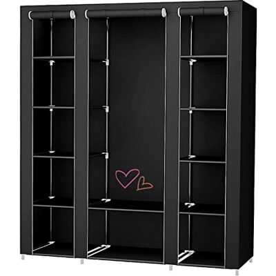 LANTUS Armoire de Rangement,Garde-Robe Penderies pour Chambre d'adulte,Penderie de vêtement Pliable,Porte-vêtements Pliable,pour Vestiaire, Chambre, Salle d’étude,175 * 150 * 45cm- Noir - Publicité LANTUS Armoire de Rangement,Garde-Robe Penderies pour Chambre d'adulte,Penderie de vêtement Pliable,Porte-vêtements Pliable,pour Vestiaire, Chambre, Salle d’étude,175 * 150 * 45cm- Noir - Publicité