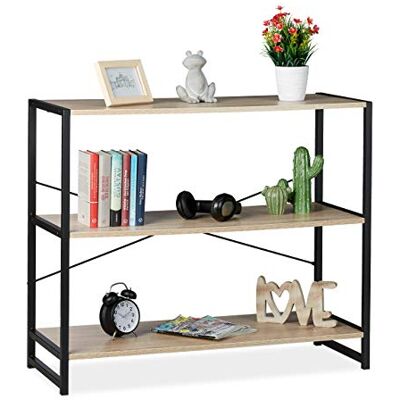 Relaxdays pieds, Industriel, Haute étagère à livres 3 niveaux, HLP: 80x95x35 cm, chêne, métal, marron/noir, 80 x 95 x 35cm - Publicité Relaxdays pieds, Industriel, Haute étagère à livres 3 niveaux, HLP: 80x95x35 cm, chêne, métal, marron/noir, 80 x 95 x 35cm - Publicité