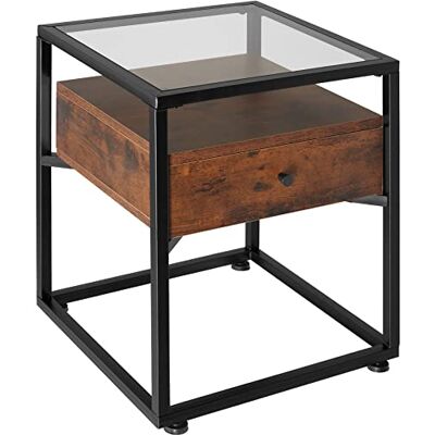 tectake ® Table de Chevet 43 x 45 x 54,5 cm, Table de Nuit avec Plateau en Verre, Style Industriel Design, Chevet de lit, Tiroir Coulissant Pratique, Meuble Chambre, Decoration Chambre, Bois foncé - Publicité tectake ® Table de Chevet 43 x 45 x 54,5 cm, Table de Nuit avec Plateau en Verre, Style Industriel Design, Chevet de lit, Tiroir Coulissant Pratique, Meuble Chambre, Decoration Chambre, Bois foncé - Publicité
