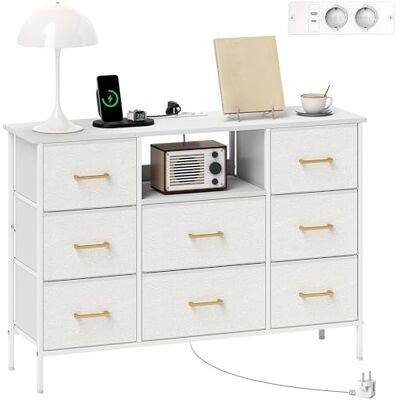 HOMCOM Commode 8 tiroirs en Tissu Bouclette, Meuble de Rangement avec Prises de Courant, Port USB, Port Type-C, Structure en Acier, chiffonnier pour Salon, Chambre, entrée, crème - Publicité HOMCOM Commode 8 tiroirs en Tissu Bouclette, Meuble de Rangement avec Prises de Courant, Port USB, Port Type-C, Structure en Acier, chiffonnier pour Salon, Chambre, entrée, crème - Publicité
