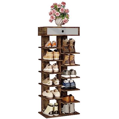 WOLTU Étagère à Chaussures à 12 Niveaux avec Tiroir, Finition Effet Bois Vintage, Porte-Chaussures Vertical en Bois d’Ingénierie, 49,5 × 118 × 30 cm - Publicité WOLTU Étagère à Chaussures à 12 Niveaux avec Tiroir, Finition Effet Bois Vintage, Porte-Chaussures Vertical en Bois d’Ingénierie, 49,5 × 118 × 30 cm - Publicité