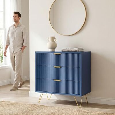 QMTXBYJ Commode Blau à 3 tiroirs, Meuble de Rangement en Bois, Commode Chambre, Tables de Chevet avec 3 Tiroirs, Pieds en Métal, Armoire de Rangement pour Chambre,Salon et Entrée,60x40x70cm - Publicité QMTXBYJ Commode Blau à 3 tiroirs, Meuble de Rangement en Bois, Commode Chambre, Tables de Chevet avec 3 Tiroirs, Pieds en Métal, Armoire de Rangement pour Chambre,Salon et Entrée,60x40x70cm - Publicité
