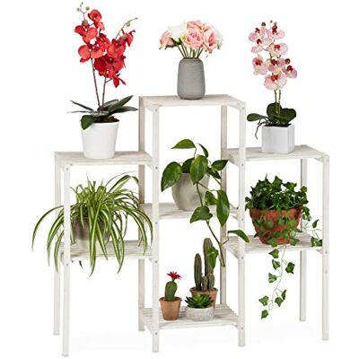Relaxdays Etagère bois, Espace de rangement pour plantes, Escalier à fleurs décoratif d’intérieur, blanc, 86,5 x 95 x 29,5 cm, L - Publicité Relaxdays Etagère bois, Espace de rangement pour plantes, Escalier à fleurs décoratif d’intérieur, blanc, 86,5 x 95 x 29,5 cm, L - Publicité