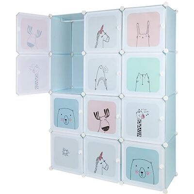 LANTUS Armoire Penderie Portable, Étagère de Rangement, Cubes de Stockage Modulaire en Plastique, Assemblage Facile pour Vêtements, Accessoires, Jouets,110 * 145 * 37cm-Bleu - Publicité LANTUS Armoire Penderie Portable, Étagère de Rangement, Cubes de Stockage Modulaire en Plastique, Assemblage Facile pour Vêtements, Accessoires, Jouets,110 * 145 * 37cm-Bleu - Publicité