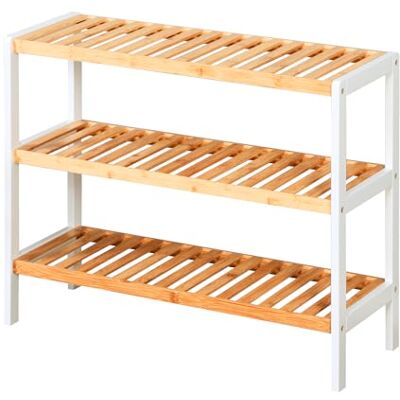 KARAT Étagère à chaussures en bambou Michigan Rangement léger élégant et compact pour petits espaces Range-chaussures élégant et moderne avec 3 étagères Banc à fleurs 25,7 P x 70 L x 54,5 H cm - Publicité KARAT Étagère à chaussures en bambou Michigan Rangement léger élégant et compact pour petits espaces Range-chaussures élégant et moderne avec 3 étagères Banc à fleurs 25,7 P x 70 L x 54,5 H cm - Publicité