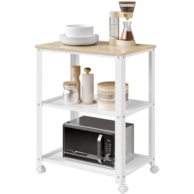 WOLTU Chariot de Cuisine Chariot de Service étagère de Cuisine en métal et MDF, Desserte de Cuisine à roulettes Style rétro, 60x40x76cm (Blanc + chêne Clair) - Publicité WOLTU Chariot de Cuisine Chariot de Service étagère de Cuisine en métal et MDF, Desserte de Cuisine à roulettes Style rétro, 60x40x76cm (Blanc + chêne Clair) - Publicité