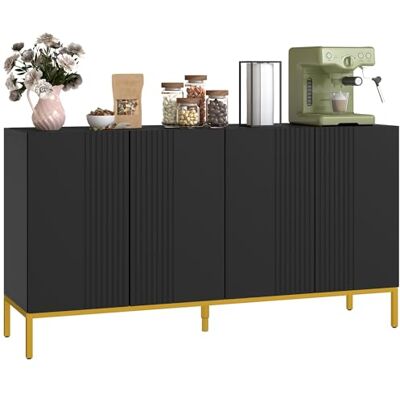 HOMCOM Buffet menuble de Rangement Design Contemporain Graphique 2 placards Porte étagères réglables en Bois Noir métal doré - Publicité HOMCOM Buffet menuble de Rangement Design Contemporain Graphique 2 placards Porte étagères réglables en Bois Noir métal doré - Publicité