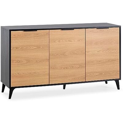HOMN LIVING VS Venta-stock Buffet Kalma 3 Portes, Coloris Noir brossé et Bois, 136 cm (Largeur) 40 cm (Profondeur) 76 cm (Hauteur) - Publicité HOMN LIVING VS Venta-stock Buffet Kalma 3 Portes, Coloris Noir brossé et Bois, 136 cm (Largeur) 40 cm (Profondeur) 76 cm (Hauteur) - Publicité