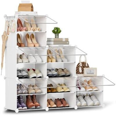 Orgahome Étagère à Chaussures avec 12 Compartiments, étagère à Chaussures Haute et étroite, étagère à Chaussures Blanche, Armoire à Chaussures Haute fermée pour Garde-Robe, Couloir, Chambre à Coucher - Publicité Orgahome Étagère à Chaussures avec 12 Compartiments, étagère à Chaussures Haute et étroite, étagère à Chaussures Blanche, Armoire à Chaussures Haute fermée pour Garde-Robe, Couloir, Chambre à Coucher - Publicité