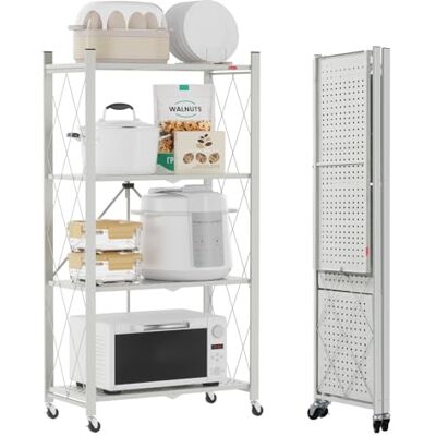 DEANIC Étagères de Rangement Pliantes en métal à 4 Niveaux pour Rangement 61 x 116 x 28 cm Étagères d'angle à roulettes pour Cuisine, Garde-Manger, bibliothèque pour Salon Gris - Publicité DEANIC Étagères de Rangement Pliantes en métal à 4 Niveaux pour Rangement 61 x 116 x 28 cm Étagères d'angle à roulettes pour Cuisine, Garde-Manger, bibliothèque pour Salon Gris - Publicité