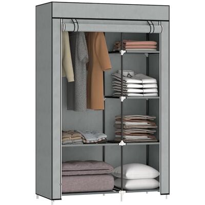 HOMCOM Armoire Penderie en Tissu, Meuble de Rangement avec Tringle à Vêtements et Étagères Ouvertes, Penderie Vêtement Dressing pour Chambre à Coucher, 103x43x162,5cm, Gris Clair - Publicité HOMCOM Armoire Penderie en Tissu, Meuble de Rangement avec Tringle à Vêtements et Étagères Ouvertes, Penderie Vêtement Dressing pour Chambre à Coucher, 103x43x162,5cm, Gris Clair - Publicité