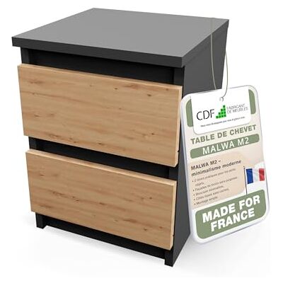 CDF Table de Chevet d’Appoint Étroite Nuit avec 2 Tiroirs pour Salon Chambre Bureau Coucher Espace de Rangement Commode Moderne Organisation Compact Intérieur – Anthracite/Chêne Artisan - Publicité CDF Table de Chevet d’Appoint Étroite Nuit avec 2 Tiroirs pour Salon Chambre Bureau Coucher Espace de Rangement Commode Moderne Organisation Compact Intérieur – Anthracite/Chêne Artisan - Publicité