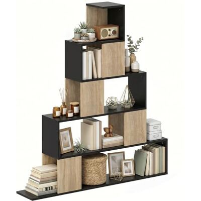 HOMCOM Étagère de Rangement, bibliothèque géométrique à 5 Niveaux, pour Bureau, Salon, Chambre, 120 x 22 x 131,5 cm, Noir et Bois Naturel - Publicité HOMCOM Étagère de Rangement, bibliothèque géométrique à 5 Niveaux, pour Bureau, Salon, Chambre, 120 x 22 x 131,5 cm, Noir et Bois Naturel - Publicité