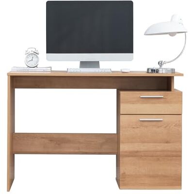 ACAZA Bureau en Bois avec 2 tiroirs 110 cm de Long Mobilier de Bureau Chêne - Publicité ACAZA Bureau en Bois avec 2 tiroirs 110 cm de Long Mobilier de Bureau Chêne - Publicité