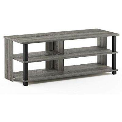 Furinno Sully Meuble TV à 3 Niveaux pour Téléviseur Jusqu'à 48 pouces, Chêne Français Gris/Noir - Publicité Furinno Sully Meuble TV à 3 Niveaux pour Téléviseur Jusqu'à 48 pouces, Chêne Français Gris/Noir - Publicité