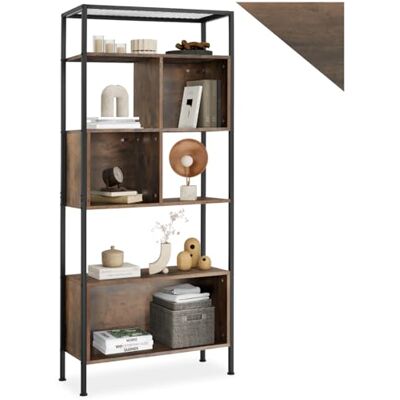 tectake ® Étagère Bibliothèque 75 x 31 x 170,5 cm 5 Niveaux et 3 compartiments, Meuble de Rangement Bibliotheque Style Industriel Meuble Salon Bureau Chambre Etagere Rangement Etagere Livre, Bois foncé - Publicité tectake ® Étagère Bibliothèque 75 x 31 x 170,5 cm 5 Niveaux et 3 compartiments, Meuble de Rangement Bibliotheque Style Industriel Meuble Salon Bureau Chambre Etagere Rangement Etagere Livre, Bois foncé - Publicité