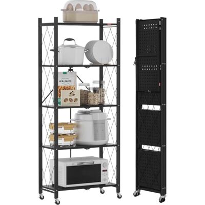 DEANIC Étagères de Rangement Pliantes en métal à 5 Niveaux pour Rangement 61 x 147 x 28 cm Étagères d'angle à roulettes pour Cuisine, Garde-Manger, - Publicité DEANIC Étagères de Rangement Pliantes en métal à 5 Niveaux pour Rangement 61 x 147 x 28 cm Étagères d'angle à roulettes pour Cuisine, Garde-Manger, - Publicité