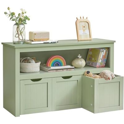 VASAGLE Meuble de Rangement pour Jouets, Étagère pour Enfants, Armoire, Commode, avec 3 Rangements à roulettes, pour Salon, Chambre, Salle de Jeu, 30 x 102 x 60 cm, Vert Olive LHS380CE01 - Publicité VASAGLE Meuble de Rangement pour Jouets, Étagère pour Enfants, Armoire, Commode, avec 3 Rangements à roulettes, pour Salon, Chambre, Salle de Jeu, 30 x 102 x 60 cm, Vert Olive LHS380CE01 - Publicité