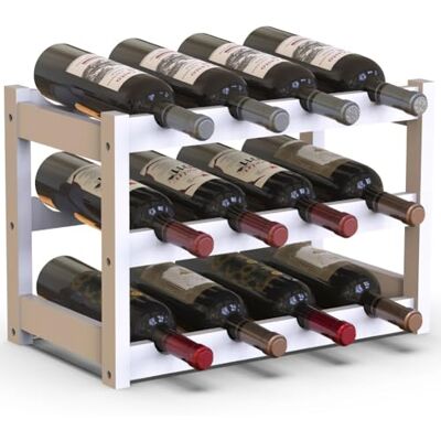 BAKAJI Cave à vin en Bois Bambou avec 12 Compartiments pour vin Champagne, Porte-Bouteille de Terre, Cave pour Coin Bar, Salon, Cuisine, bistrot, Restaurant, 43,5 x 24 x 30 cm (Blanc) - Publicité BAKAJI Cave à vin en Bois Bambou avec 12 Compartiments pour vin Champagne, Porte-Bouteille de Terre, Cave pour Coin Bar, Salon, Cuisine, bistrot, Restaurant, 43,5 x 24 x 30 cm (Blanc) - Publicité