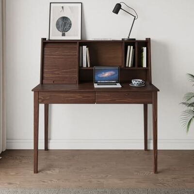IDIMEX Bureau Secrétaire Alisa en Bois Massif avec 2 Tiroirs, 1 Volet, 4 Niches, 114 x 122 x 54 cm, Couleur Noyer, Meuble de Rangement Idéal pour Petit Espace, Parfait pour Bureau Chambre - Publicité IDIMEX Bureau Secrétaire Alisa en Bois Massif avec 2 Tiroirs, 1 Volet, 4 Niches, 114 x 122 x 54 cm, Couleur Noyer, Meuble de Rangement Idéal pour Petit Espace, Parfait pour Bureau Chambre - Publicité
