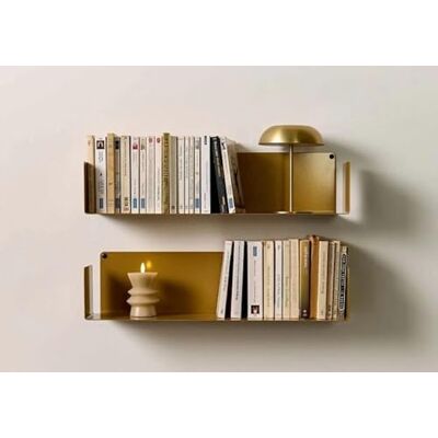 TEEbooks 2 Étagères Murales Livre 60 cm Design Invisible & Minimaliste Bibliothèque Murale Made in Italy Couleur Or Acier de Qualité Fixation Murale Facile - Publicité TEEbooks 2 Étagères Murales Livre 60 cm Design Invisible & Minimaliste Bibliothèque Murale Made in Italy Couleur Or Acier de Qualité Fixation Murale Facile - Publicité