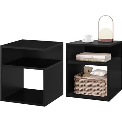 EUGAD Lot de 2 Tables de Chevet avec 2 Compartiments Ouverts, Tables Basse 35x35x41,5 cm, Design Simple, en Bois d'Ingénierie, Noir, 0006CTG-2 - Publicité EUGAD Lot de 2 Tables de Chevet avec 2 Compartiments Ouverts, Tables Basse 35x35x41,5 cm, Design Simple, en Bois d'Ingénierie, Noir, 0006CTG-2 - Publicité
