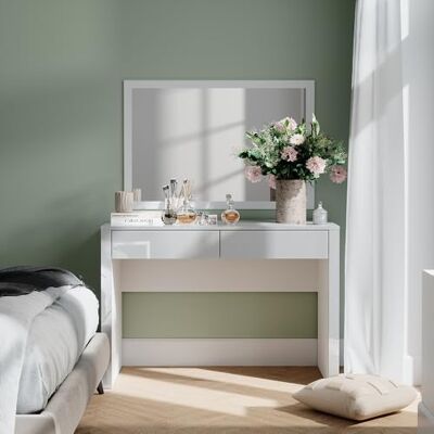 Vicco Coiffeuse Annabelle, Blanc Brillant/Blanc, 110cm avec 2 tiroirs, Garde Les Produits utilisés au Quotidien Toujours à portée de Main - Publicité Vicco Coiffeuse Annabelle, Blanc Brillant/Blanc, 110cm avec 2 tiroirs, Garde Les Produits utilisés au Quotidien Toujours à portée de Main - Publicité
