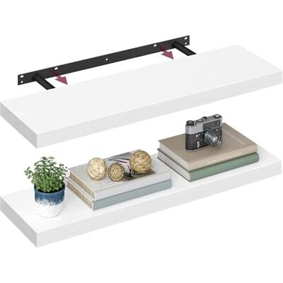 VASAGLE Étagères Murales, Lot de 2, Tablettes Flottantes, 20 x 80 x 3,8 cm, Étagères Suspendues pour Cadres Photo, Décoration, Rangement pour Salon, Bureau, Cuisine, Blanc Neige LWS028WE01-2J - Publicité VASAGLE Étagères Murales, Lot de 2, Tablettes Flottantes, 20 x 80 x 3,8 cm, Étagères Suspendues pour Cadres Photo, Décoration, Rangement pour Salon, Bureau, Cuisine, Blanc Neige LWS028WE01-2J - Publicité