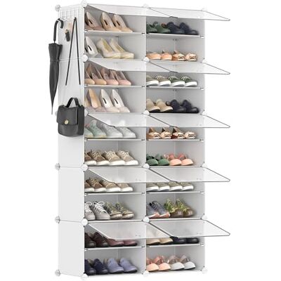SONGMICS Étagère à Chaussures 10 Compartiments, Étagère de Rangement Modulable, Compartiment de 30 x 40 x 30 cm, Porte, Cadre en Acier, Plastique, pour Couloir, Chambre, Entrée, Blanc LPC035W01 - Publicité SONGMICS Étagère à Chaussures 10 Compartiments, Étagère de Rangement Modulable, Compartiment de 30 x 40 x 30 cm, Porte, Cadre en Acier, Plastique, pour Couloir, Chambre, Entrée, Blanc LPC035W01 - Publicité
