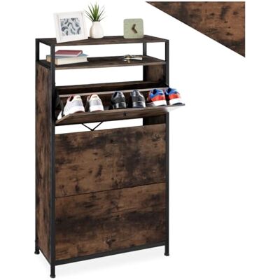 tectake ® Meuble à Chaussures 61 x 32 x 130 cm, 2 étagères et 3 Compartiments, Rangement Chaussures, Meuble Chaussure Entree, Rangement Chaussure Dressing, Chambre, Meubles pour entrée, Bois foncé - Publicité tectake ® Meuble à Chaussures 61 x 32 x 130 cm, 2 étagères et 3 Compartiments, Rangement Chaussures, Meuble Chaussure Entree, Rangement Chaussure Dressing, Chambre, Meubles pour entrée, Bois foncé - Publicité