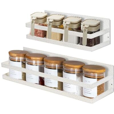 Uten Lot de 2 étagères magnétiques puissantes, étagère à épices murale sans perçage, pour armoire, réfrigérateur, économie d'espace, organisation de cuisine, texture blanche - Publicité Uten Lot de 2 étagères magnétiques puissantes, étagère à épices murale sans perçage, pour armoire, réfrigérateur, économie d'espace, organisation de cuisine, texture blanche - Publicité