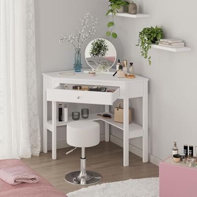Vicco Coiffeuse Velto, Blanc, 75x76.8cm,avec tiroir, pour Une Installation Peu encombrante dans Les Coins de la pièce - Publicité Vicco Coiffeuse Velto, Blanc, 75x76.8cm,avec tiroir, pour Une Installation Peu encombrante dans Les Coins de la pièce - Publicité