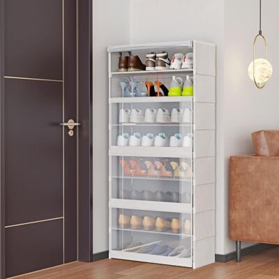 LANTUS Étagères à Chaussures, Rangement Chaussure, Porte-Chaussures, Résistant à la poussière, pour entrée,Chambre,Salon,64 x 30 x 139 cm, 8 Couches Blanc - Publicité LANTUS Étagères à Chaussures, Rangement Chaussure, Porte-Chaussures, Résistant à la poussière, pour entrée,Chambre,Salon,64 x 30 x 139 cm, 8 Couches Blanc - Publicité
