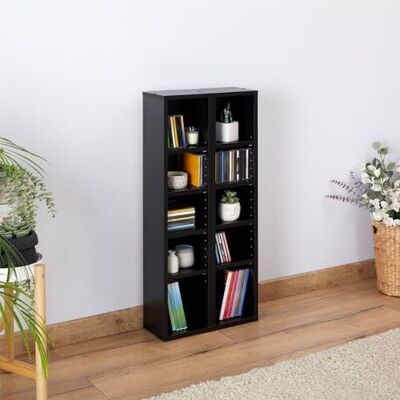 IDIMEX Etagères modulables Musique pour CD et DVD, Lot de 2 Meubles de Rangement en Colonne avec 10 Compartiments, en mélaminé Noir Mat - Publicité IDIMEX Etagères modulables Musique pour CD et DVD, Lot de 2 Meubles de Rangement en Colonne avec 10 Compartiments, en mélaminé Noir Mat - Publicité