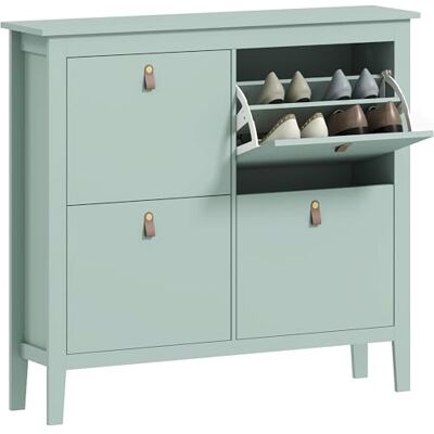 HOMCOM Meuble à Chaussures 20 Paires, Armoire à Chaussures étroite avec 4 tiroirs rabattables, étagères réglables et Amovibles, Style Moderne, pour Couloir et entrée, 105 x 24 x 95,5 cm, Vert - Publicité HOMCOM Meuble à Chaussures 20 Paires, Armoire à Chaussures étroite avec 4 tiroirs rabattables, étagères réglables et Amovibles, Style Moderne, pour Couloir et entrée, 105 x 24 x 95,5 cm, Vert - Publicité