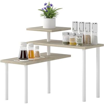 HOMCOM Étagère de Cuisine à 3 Niveaux Étagère de Cuisine avec 3 étagères rotatives en métal et Design décalé pour Salle à Manger et Salon Naturel - Publicité HOMCOM Étagère de Cuisine à 3 Niveaux Étagère de Cuisine avec 3 étagères rotatives en métal et Design décalé pour Salle à Manger et Salon Naturel - Publicité