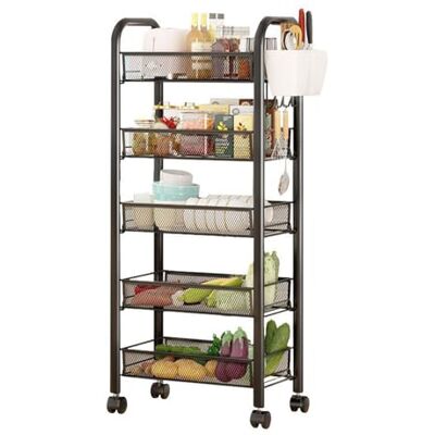 Yokawe Étagère de rangement pour fruits, légumes, panier de rangement empilable en maille métallique avec roulettes, panier d'épicerie pour cuisine, garde-manger, noir, 5 couches - Publicité Yokawe Étagère de rangement pour fruits, légumes, panier de rangement empilable en maille métallique avec roulettes, panier d'épicerie pour cuisine, garde-manger, noir, 5 couches - Publicité