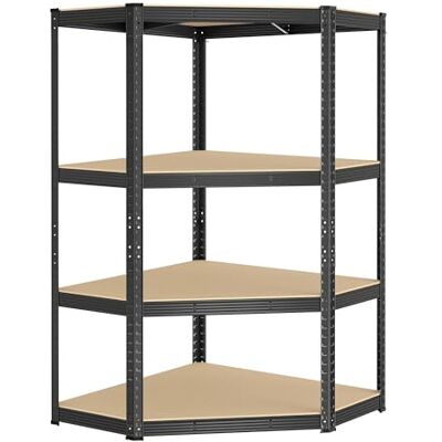 SONGMICS Étagères d’Angle à 4 Niveaux, Étagères de Rangement en Acier, Charge Lourde, Garage, Entrepôt, Capacité de Charge 700 kg, Noir d'encre et Beige Naturel GLR056B03-3V1 - Publicité SONGMICS Étagères d’Angle à 4 Niveaux, Étagères de Rangement en Acier, Charge Lourde, Garage, Entrepôt, Capacité de Charge 700 kg, Noir d'encre et Beige Naturel GLR056B03-3V1 - Publicité