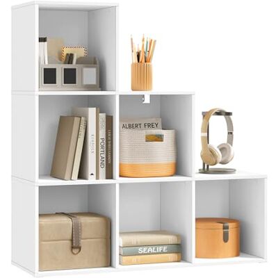 WOLTU Bibliothèque avec 6 Cubes, Étagère d'Escalier, Meuble de Rangement à Cubes, Étagère en Bois d'Ingénieriepour Salon, Chambre à Coucher, Bureau, 90x30x90cm, Blanc, SK061ws - Publicité WOLTU Bibliothèque avec 6 Cubes, Étagère d'Escalier, Meuble de Rangement à Cubes, Étagère en Bois d'Ingénieriepour Salon, Chambre à Coucher, Bureau, 90x30x90cm, Blanc, SK061ws - Publicité