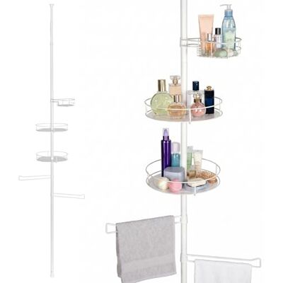 bremermann Étagère de Salle de Bain télescopique, 3 paniers, 2 Barres de Serviettes, Barre télescopique jusqu'à env. 290 cm (Blanc) - Publicité bremermann Étagère de Salle de Bain télescopique, 3 paniers, 2 Barres de Serviettes, Barre télescopique jusqu'à env. 290 cm (Blanc) - Publicité