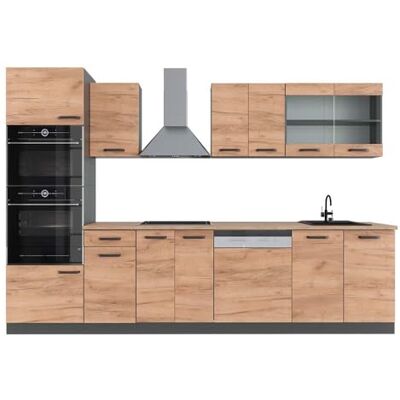 Vicco Cuisine R-Line, Chêne de Force doré, 300cm avec Armoire Haute, PT Chêne, adapté à la Combinaison et à l’Extension Individuelles - Publicité Vicco Cuisine R-Line, Chêne de Force doré, 300cm avec Armoire Haute, PT Chêne, adapté à la Combinaison et à l’Extension Individuelles - Publicité