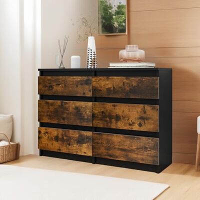 YITAHOME Commode à 6 tiroirs, 100 x 30 x 70 cm, meuble de rangement moderne pour chambre à coucher, MDF durable et panneaux de particules, idéal pour les vêtements et les nécessités quotidiennes, noir - Publicité YITAHOME Commode à 6 tiroirs, 100 x 30 x 70 cm, meuble de rangement moderne pour chambre à coucher, MDF durable et panneaux de particules, idéal pour les vêtements et les nécessités quotidiennes, noir - Publicité