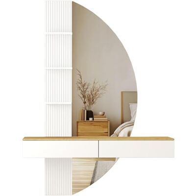 JUMMICO Coiffeuse Murale Flottante avec Miroir HD à éclairage LED, variateur Tactile et 3 températures de Couleur, équipée de tiroirs de Rangement (Blanc) - Publicité JUMMICO Coiffeuse Murale Flottante avec Miroir HD à éclairage LED, variateur Tactile et 3 températures de Couleur, équipée de tiroirs de Rangement (Blanc) - Publicité