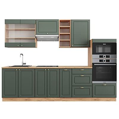 Vicco Cuisine Fame-Line, Chêne Vert et Or/chêne doré, 280cm, PT Chêne, pour Une Extension personnalisée avec des modules compatibles - Publicité Vicco Cuisine Fame-Line, Chêne Vert et Or/chêne doré, 280cm, PT Chêne, pour Une Extension personnalisée avec des modules compatibles - Publicité