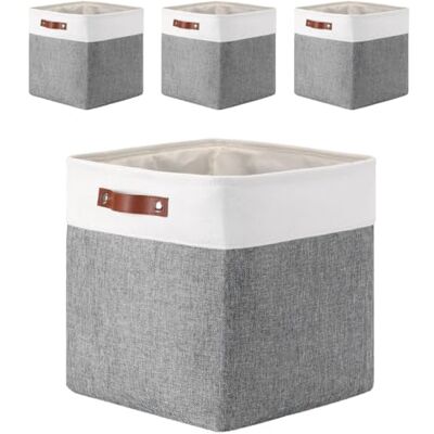 Mangata 25 28 30 33 cm Boite Rangement Tissu, 33x33x33 cm Cube Rangement, Lavable, Pliable, Lot de 4, Gris Blanc - Publicité Mangata 25 28 30 33 cm Boite Rangement Tissu, 33x33x33 cm Cube Rangement, Lavable, Pliable, Lot de 4, Gris Blanc - Publicité