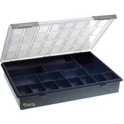 Raaco Assorter 4-15: Boîte de Rangement pour Atelier avec 15 Compartiments Fixes, Stockage Sécurisé, Portable, 26 x 33.8 x 5.7 cm, Boîte à Outils, Caisse à Outils - Publicité Raaco Assorter 4-15: Boîte de Rangement pour Atelier avec 15 Compartiments Fixes, Stockage Sécurisé, Portable, 26 x 33.8 x 5.7 cm, Boîte à Outils, Caisse à Outils - Publicité