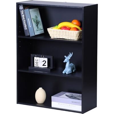 Relaxdays Étagère bibliothèque Noire, 3 Compartiments, tablettes réglables, 82 x 60 x 24 cm - Publicité Relaxdays Étagère bibliothèque Noire, 3 Compartiments, tablettes réglables, 82 x 60 x 24 cm - Publicité
